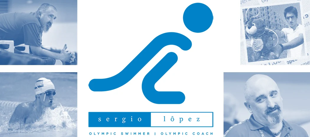 Collage of Sergio López Miró as a swimmer and coach