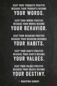 WORDS + BEHAVIOR + HABITS + VALUES = DESTINY